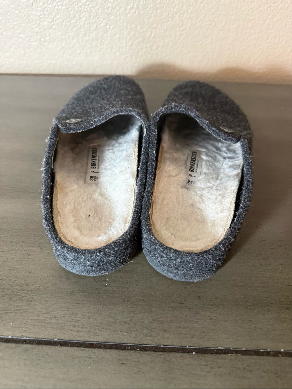 Birkenstock Zermatt Shearling Wool Felt Slippers EU 38 Gray - Picture 6 of 9